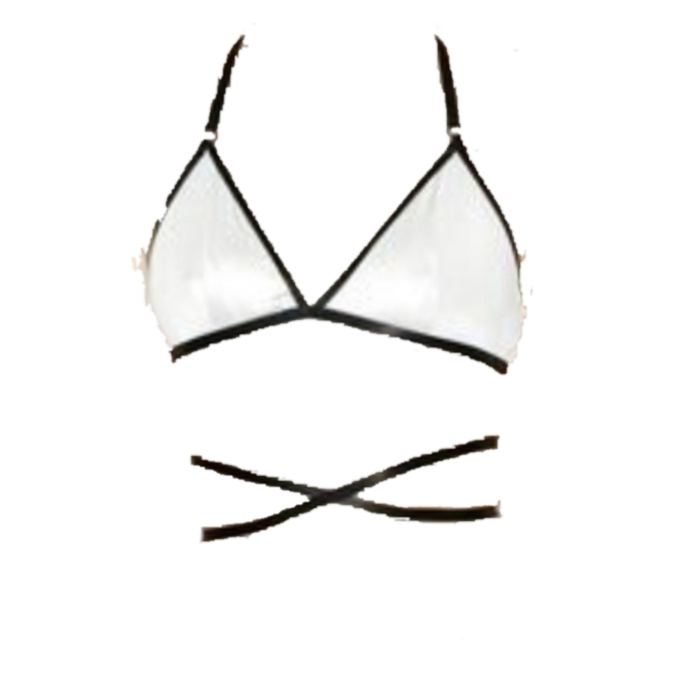 House of Widow Slinky Spandex TriBra in Off White Small